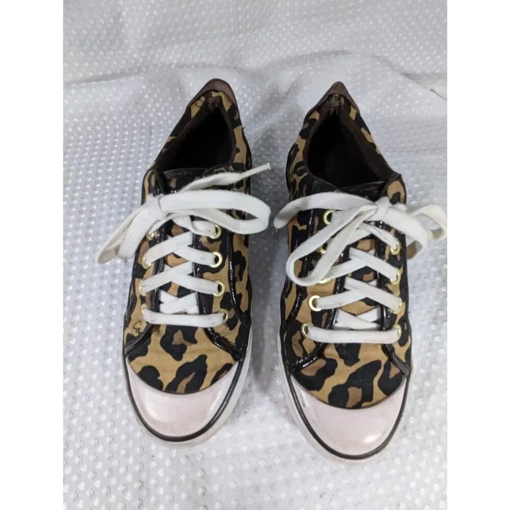 Coach Leopard Print Canvas Sneakers with White Laces